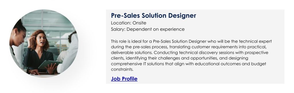 Pre-Sales Solution Designer Job Description